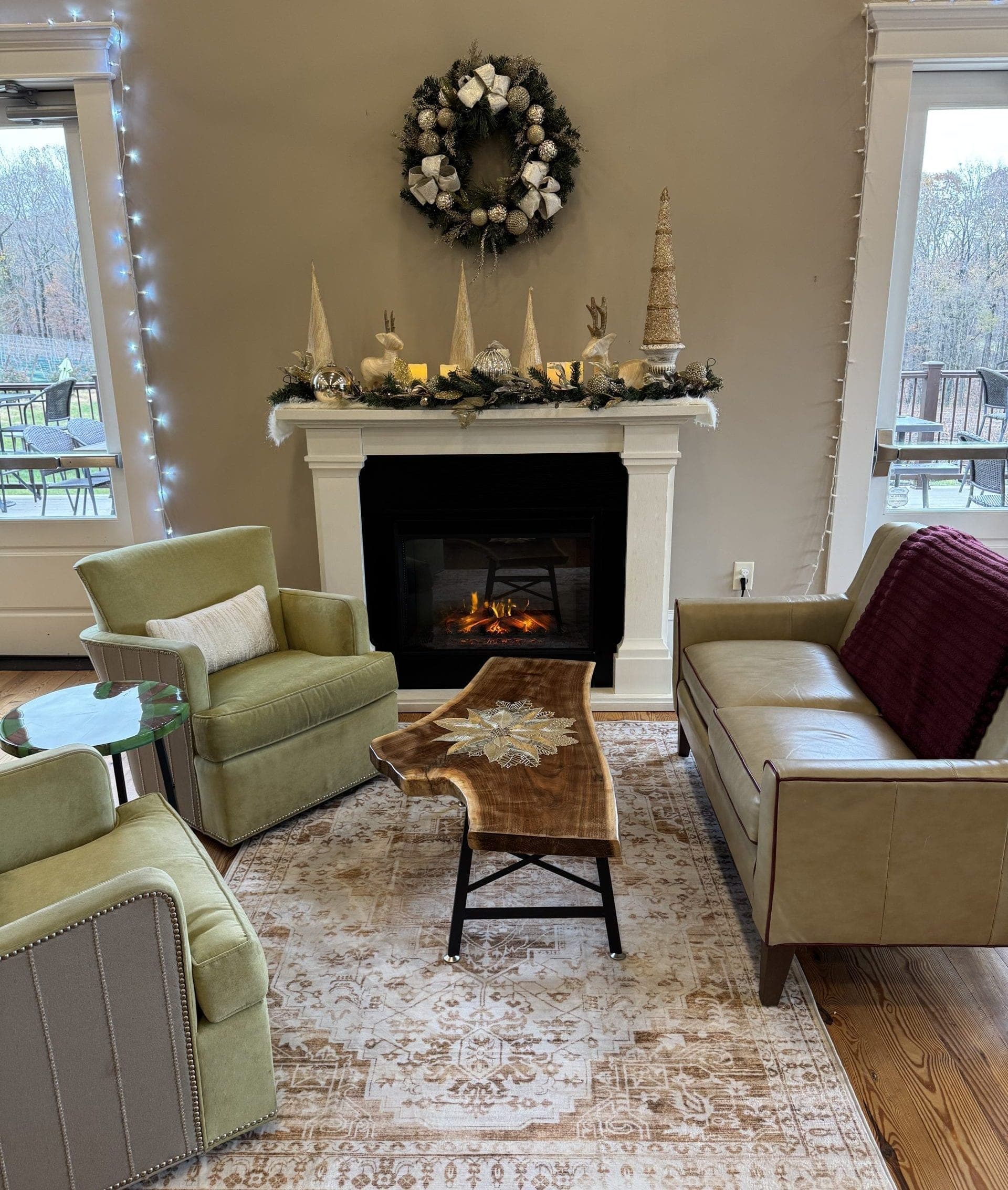 Cozy tasting room at FireClay Cellars